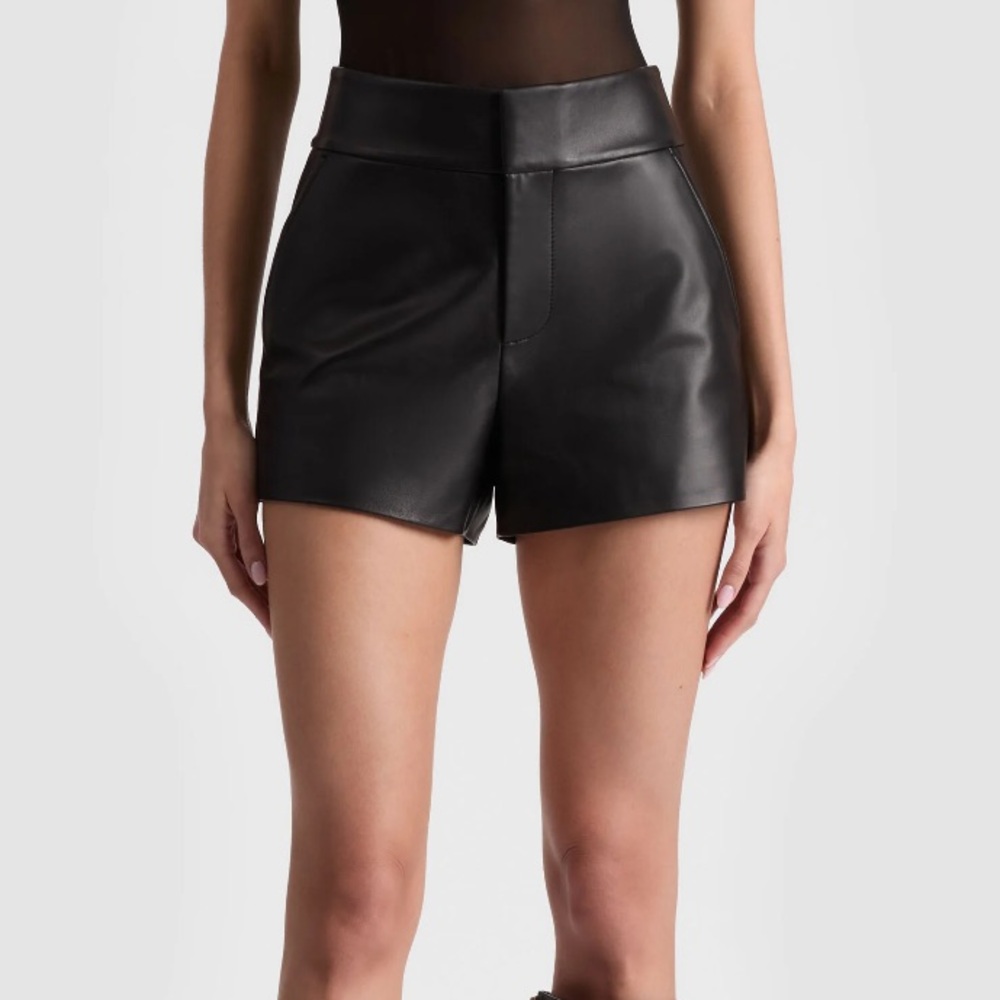 Alice and Olivia Cady Black Leather Shorts